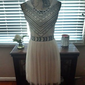 Marina blue black and cream dress.